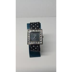 Swap Women's Silver Toned Rectangle Watch Tested Fabric Snap Band